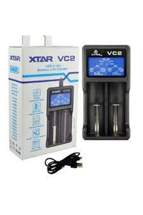 XTAR HD-8992C VC2 - Taşınabilir LCD Ekranlı 2li Li-ion Pil Şarj Cihazı