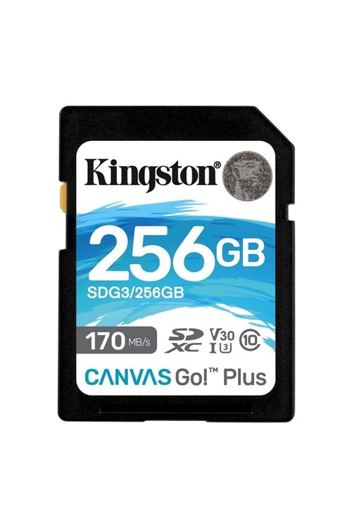 Kingston SDG3-256GB 256GB SDXC Canvas Go Plus 170R C10 UHS-I U3 V30 Hafıza Kartı