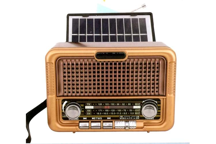 Everton Rt-651 (Solar Güneş Panelli)-Usb-Tf-Am-Fm-Sw-Blue-Connect-Tws-Usb Şarj Nostaljik Radyo