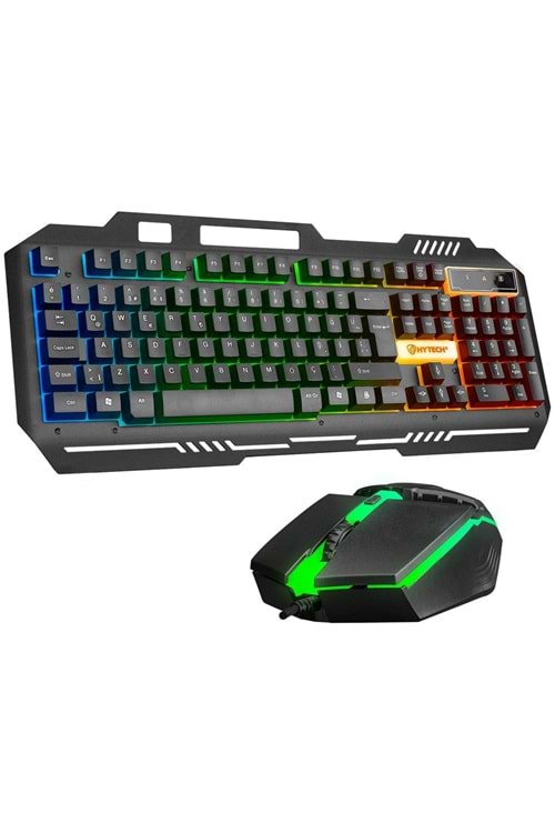 Hytech HKM-X86 QUIN Siyah Usb Gökkuşağı Zemin Aydınlatmalı Gaming Oyuncu Klavye + Mouse Set