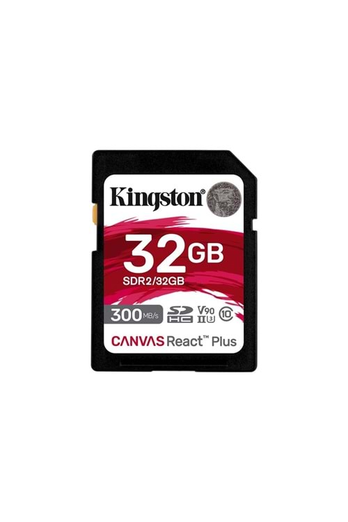 Kingston SDR2-32GB Canvas React Plus SDHC UHS-II 300R-260W U3 V90 for Full HD-4K-8K Hafıza Kartı