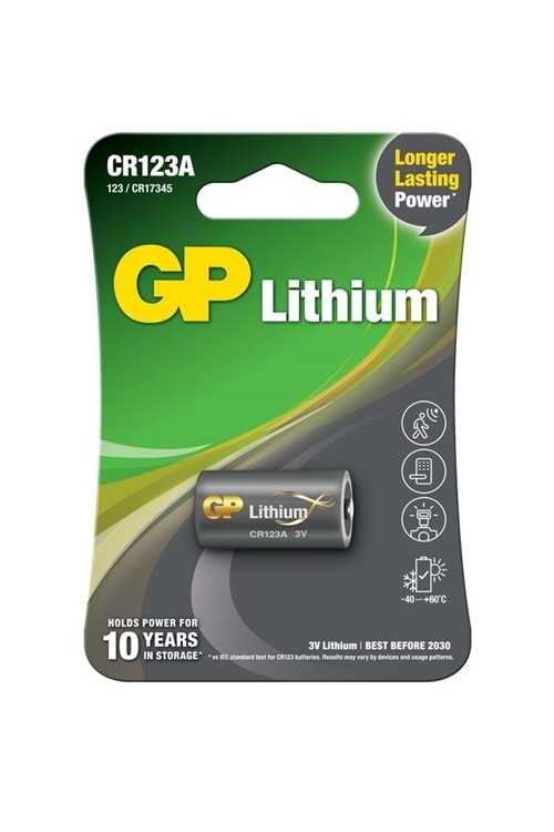 GP CR123A 3V Lityum Tekli Paket Pil (GPCR123A-U1) Fotoğraf Makinesi Pili