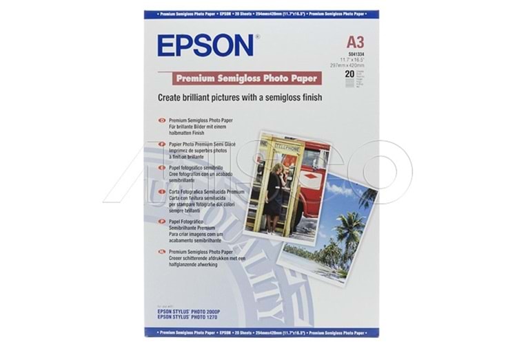 Epson A3 251Gram 20'li Premium Semigloss Fotoğraf Kağıdı S041334