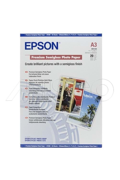 Epson A3 251Gram 20'li Premium Semigloss Fotoğraf Kağıdı S041334