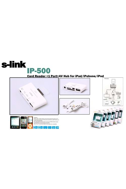 S-link IP-500 ipod-iphone-ipad 5in1 av+Kamera Kablosu