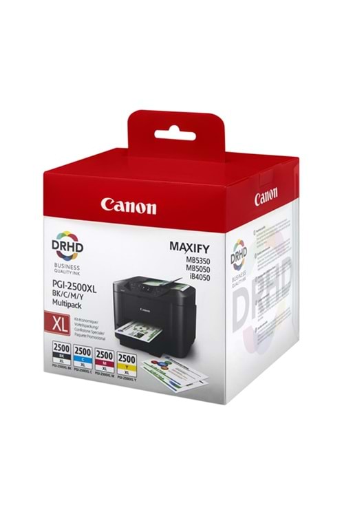 Canon PGI-2500XL Black-Cyan-Magenta-Yellow Siyah-Mavi-Kırmızı-Sarı Multipack 4'lü Mürekkep Kartuş