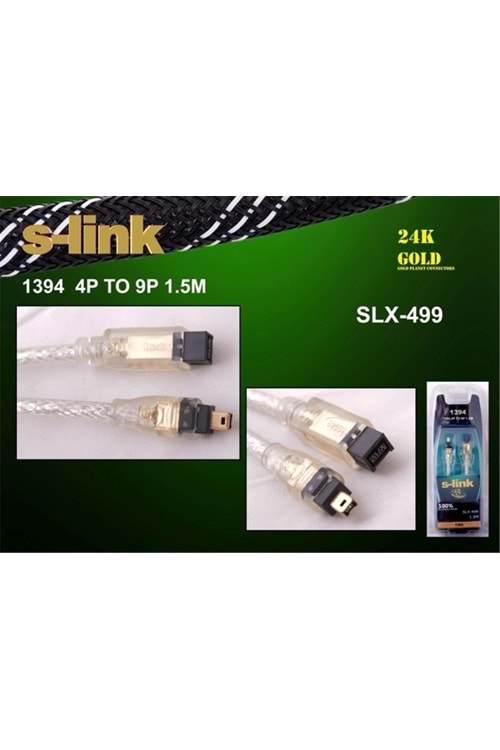 S-link SLX-499 1.5mt 4-9 1394 Firewire Gold Kablo