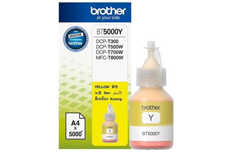 Brother BT5000Y Yellow Sarı 5.000 Sayfa Şişe Mürekkep DCP-T300-310-500-510-700-710 MFC-T800-810