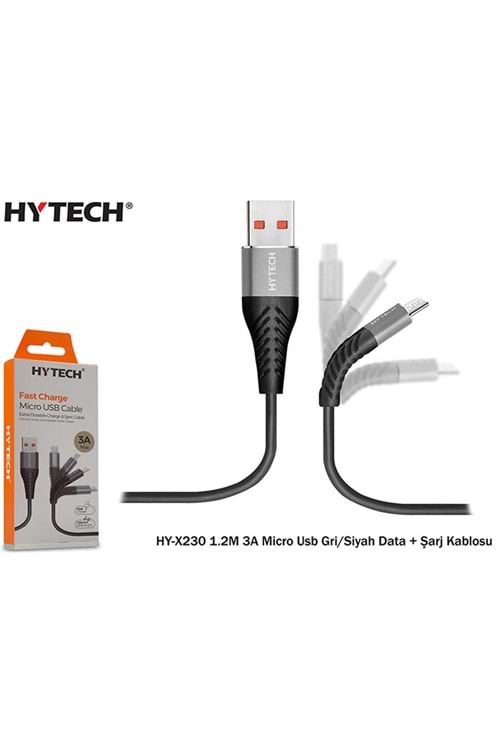 Hytech HY-X230 1.2M 3A Micro Usb Gri-Siyah