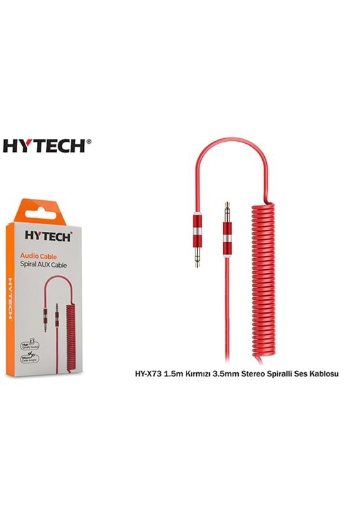 Hytech HY-X73 1.5m Kırmızı 3.5mm Stereo Spiralli Ses Kablosu