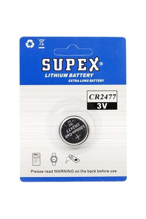 Supex CR2477 3V Lityum Tekli Paket Pil