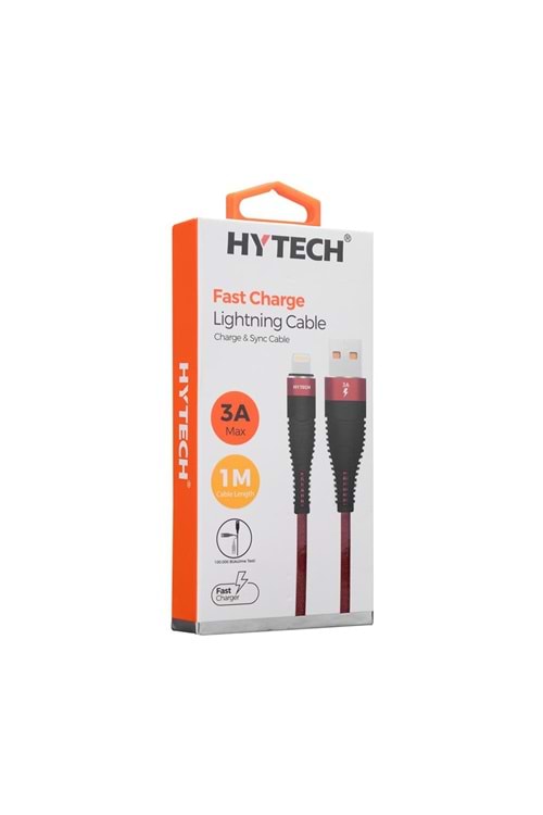 Hytech HY-X325 3A iPhone Lightning 1M, Kırmızı Şarj Kablosu