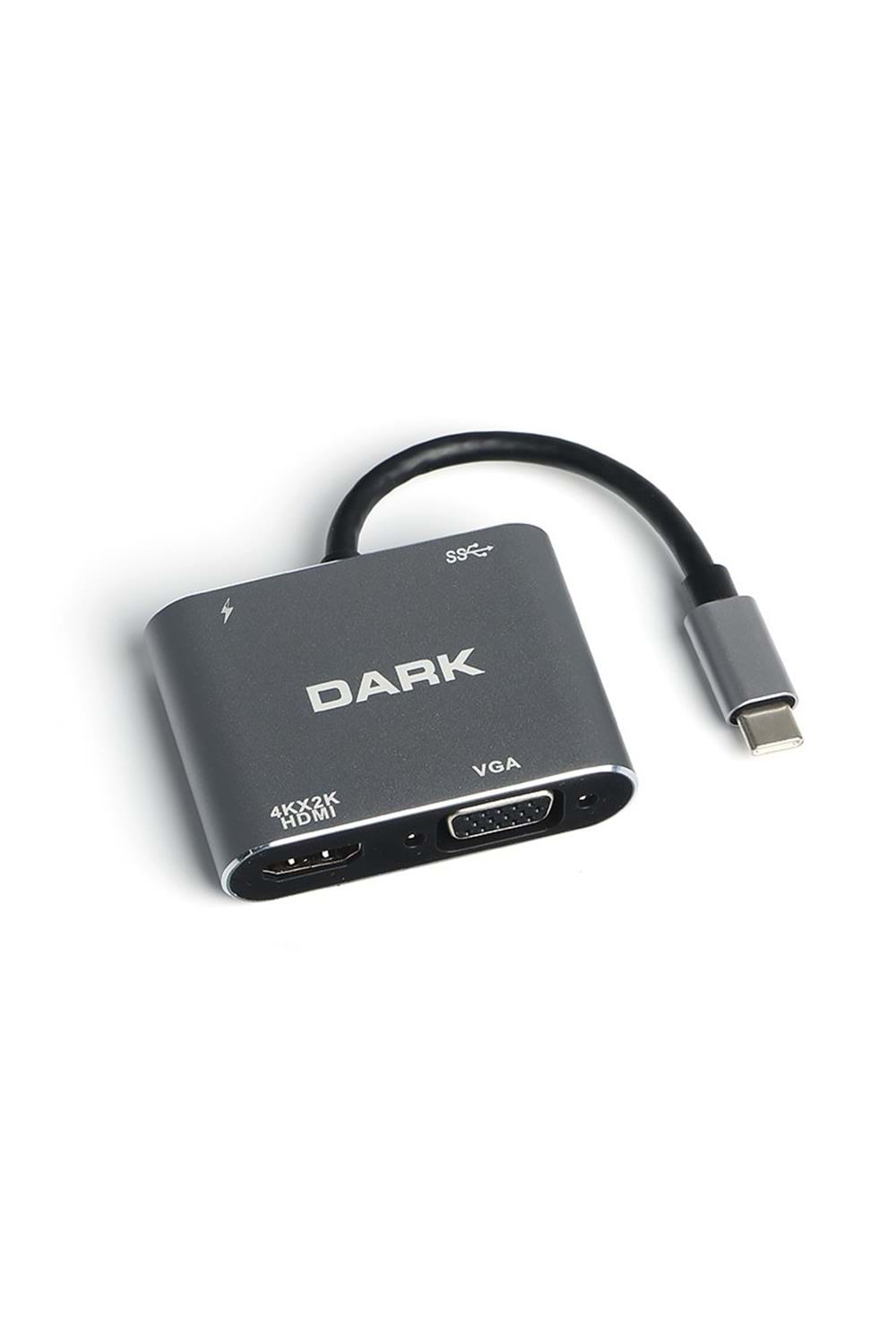 Dark USB 3.1 Type-C' den 4K UHD HDMI & VGA Dönüştürücü Adaptör