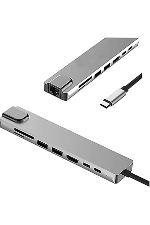 Daytona FC-10 8 in 1 Type C to 2 Port USB 3.0 2 SD TF HDMI RJ45 2PD Kablolu Adaptör