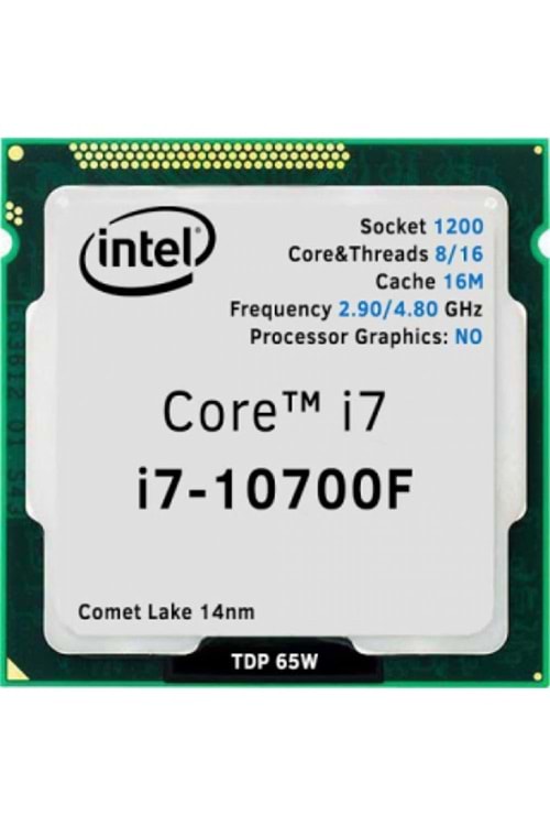 Intel Core i7 10700F TRAY Soket 1200 2.9GHz 16MB Önbellek 8 Çekirdek 14nm İşlemci Kutusuz NOVGA