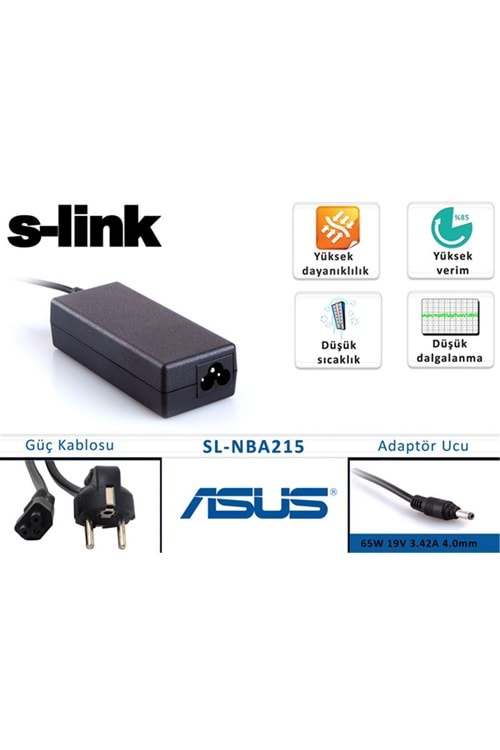 S-link SL-NBA215 65W 19V 3.42A 4.0mm-1.5mm Asus Ultrabook Standart Adaptör