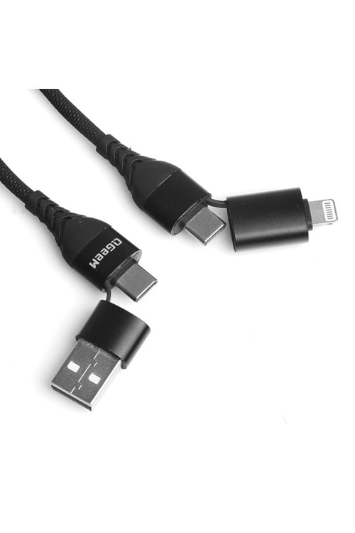 QGeem QG-CC0029 USB 4 in 1 Lighting, USB-A, Type-C Çok Foksiyonel Hızlı Şarj Destekli Kablo