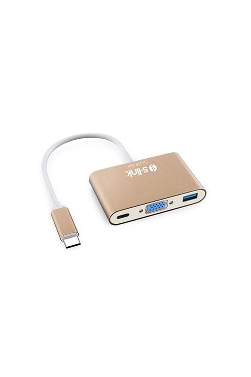 S-link SL-USB-C66 Type-C to VGA+usb3.0+pd Kablo