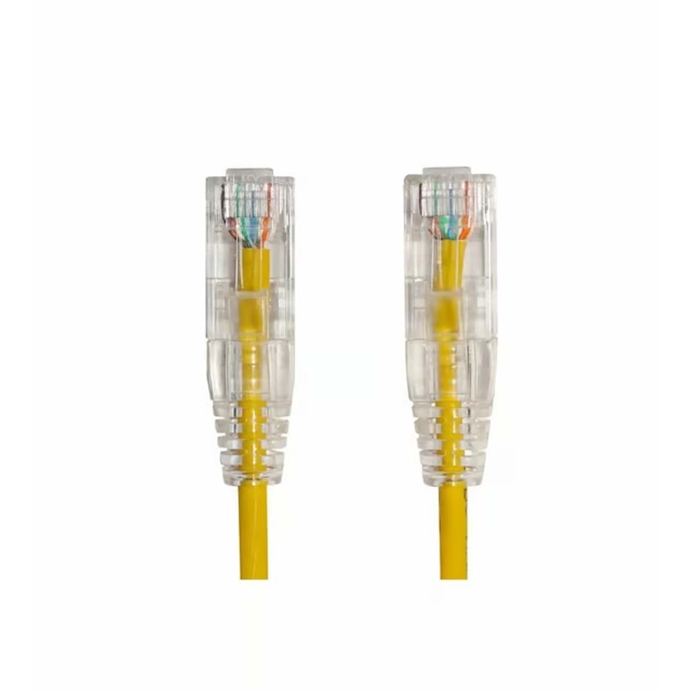 AGER 0.15metre CAT6 Utp Slim AWG28 AC-602-0015/Y Sarı LSZH Patch Kablo (10'lu Paket)