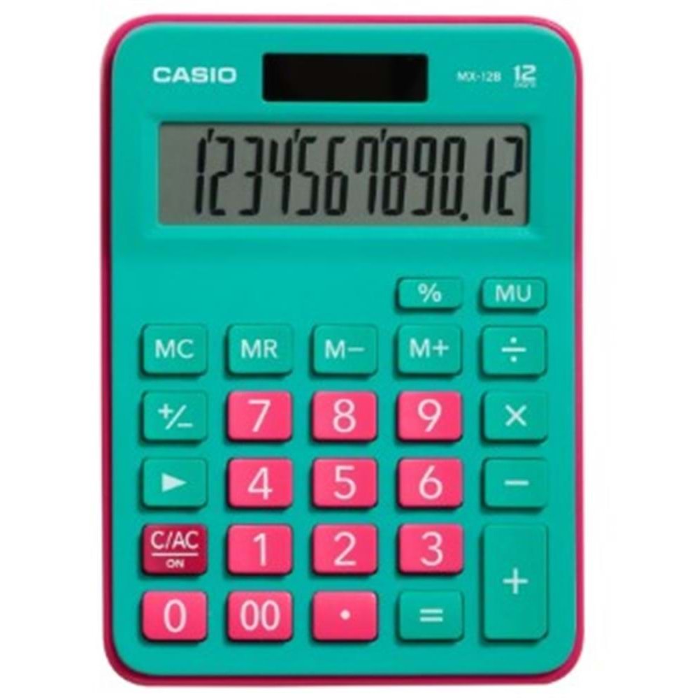Casio MX-12B-GNRD Yeşil+Pembe 12 Hane Masa Üstü Hesap Makinesi
