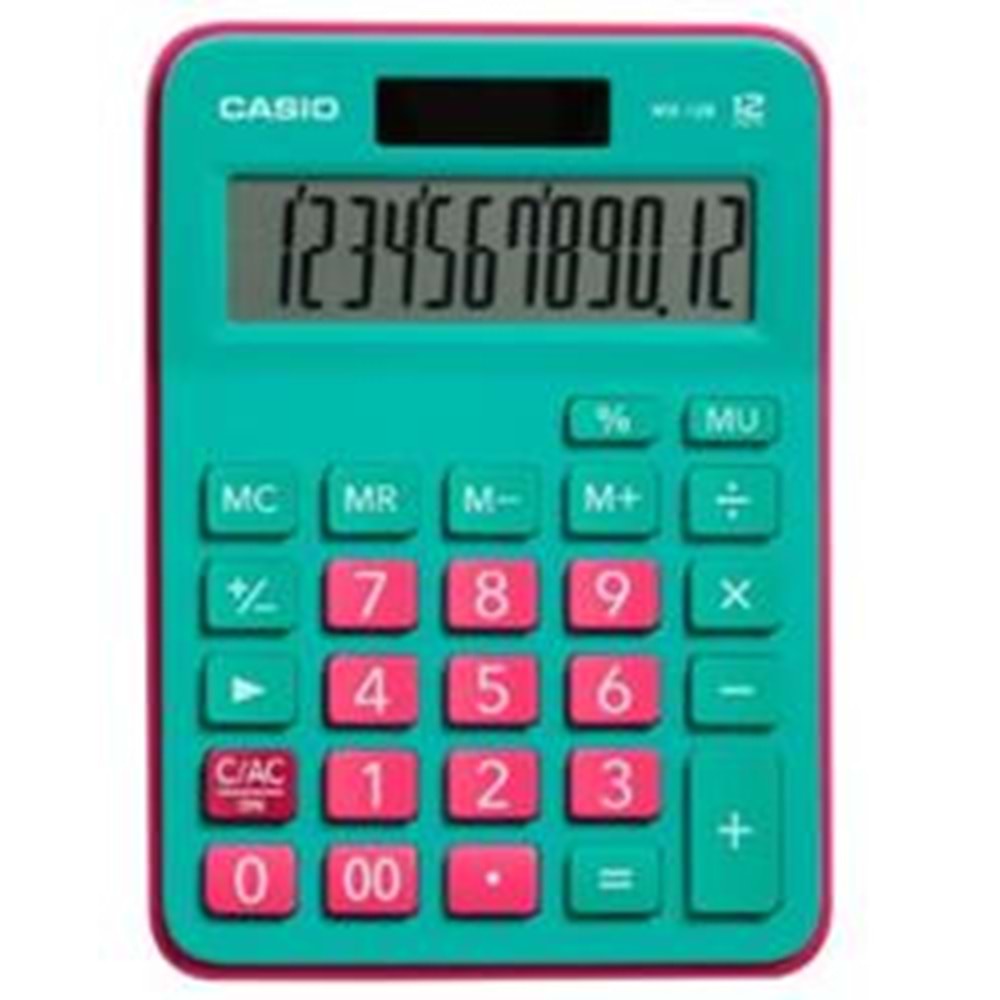 Casio MX-12B-GNRD Yeşil+Pembe 12 Hane Masa Üstü Hesap Makinesi