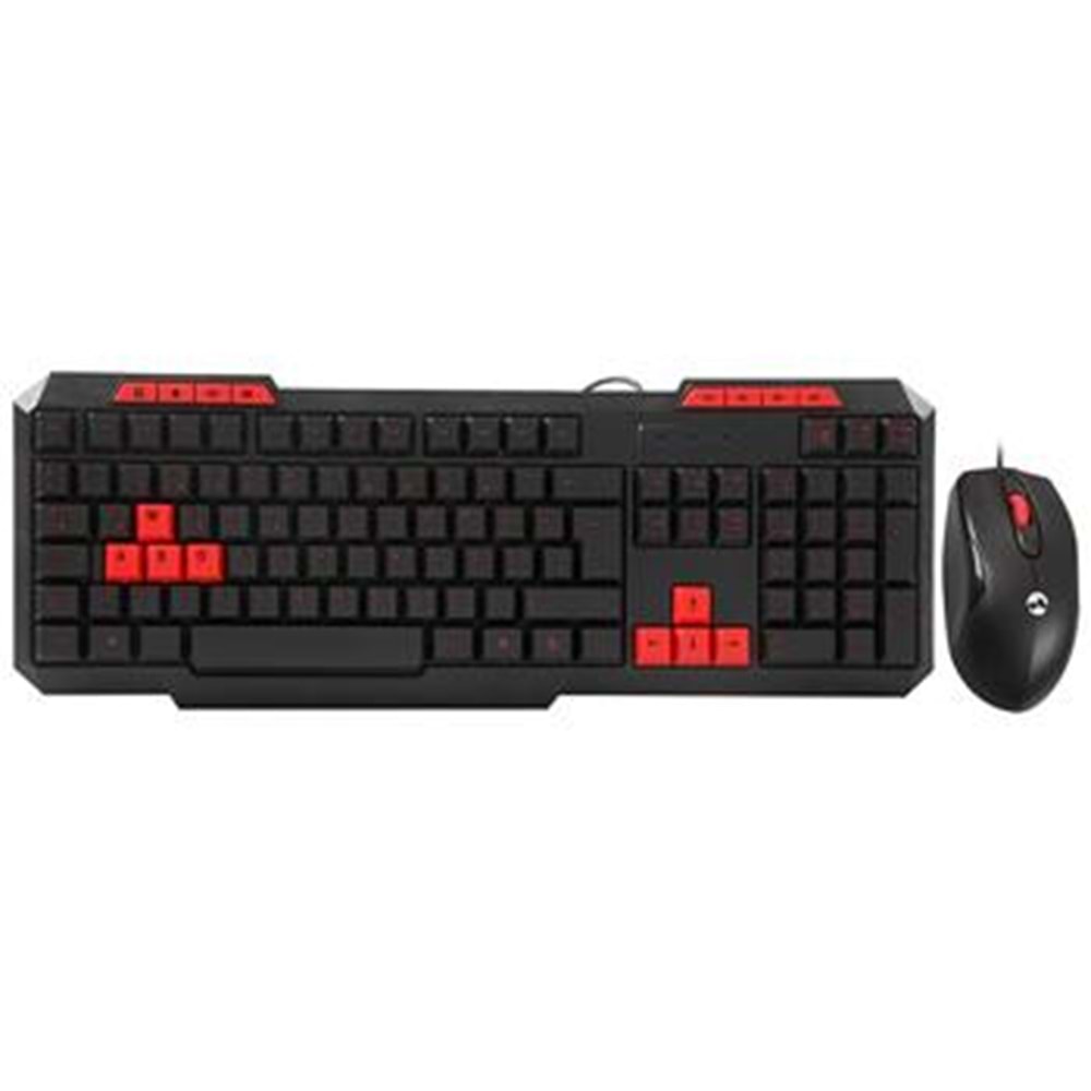 Everest KM-6825 Siyah Usb Kırmızı Tuşlu Türkçe Multimedia Klavye + Mouse Set