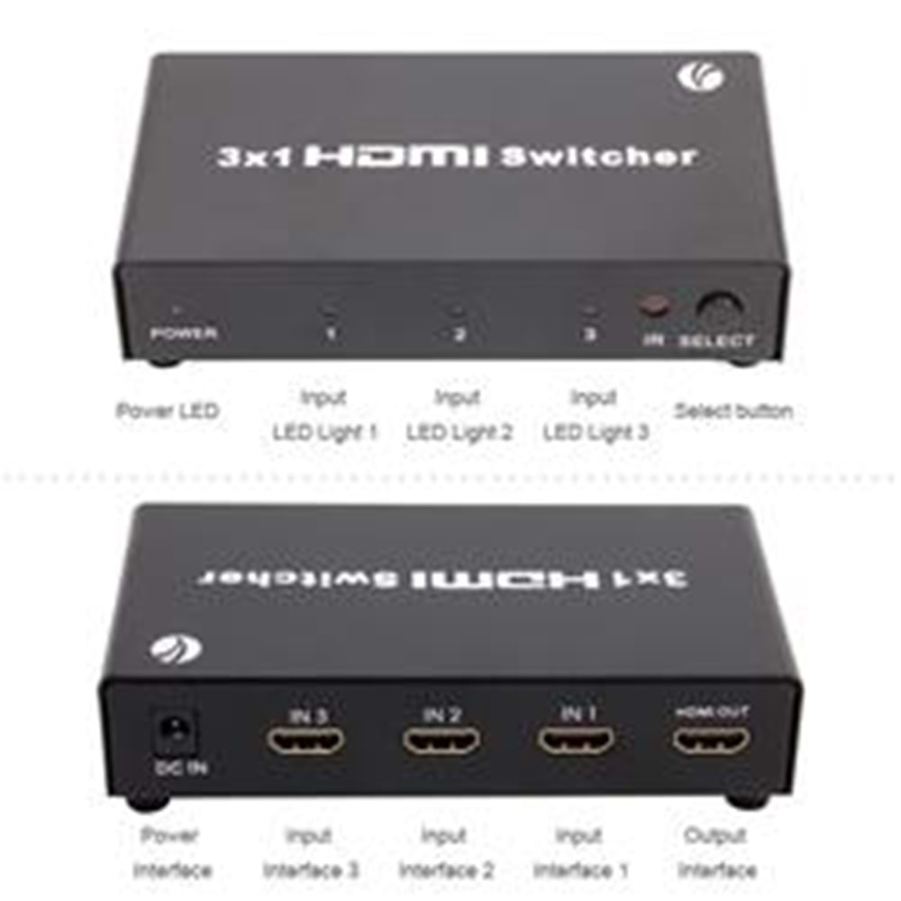 Vcom DD433 3-1 Port 1.4V 3D Metal Hdmi Switch