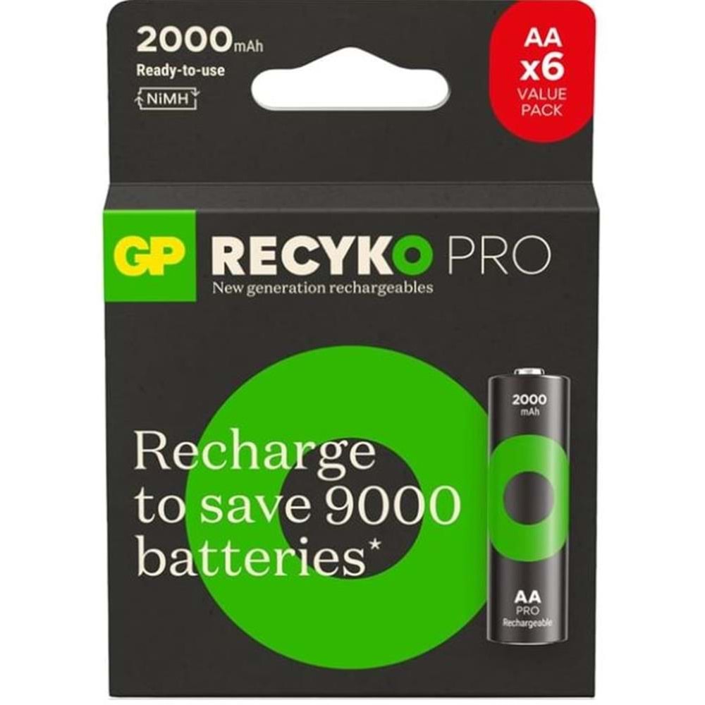 GP AA 2000 mAh Pro Şarjlı Kalem Pil 4+2li Paket Paket GP210AAHCBR21-2GVPTLB6