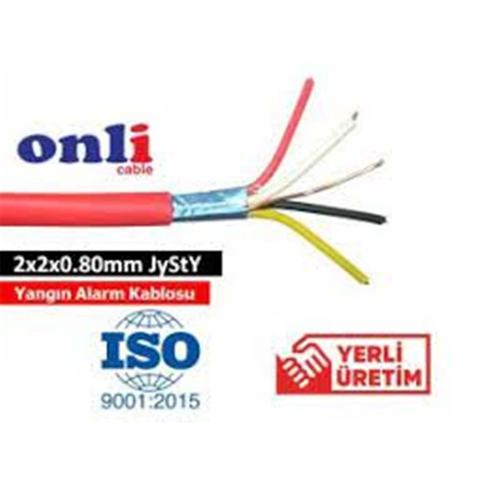 Onli ON-0208 2x2x0,80mm J-Y(st)Y...Lg CCA 100 metre Yangın Alarm Kablosu