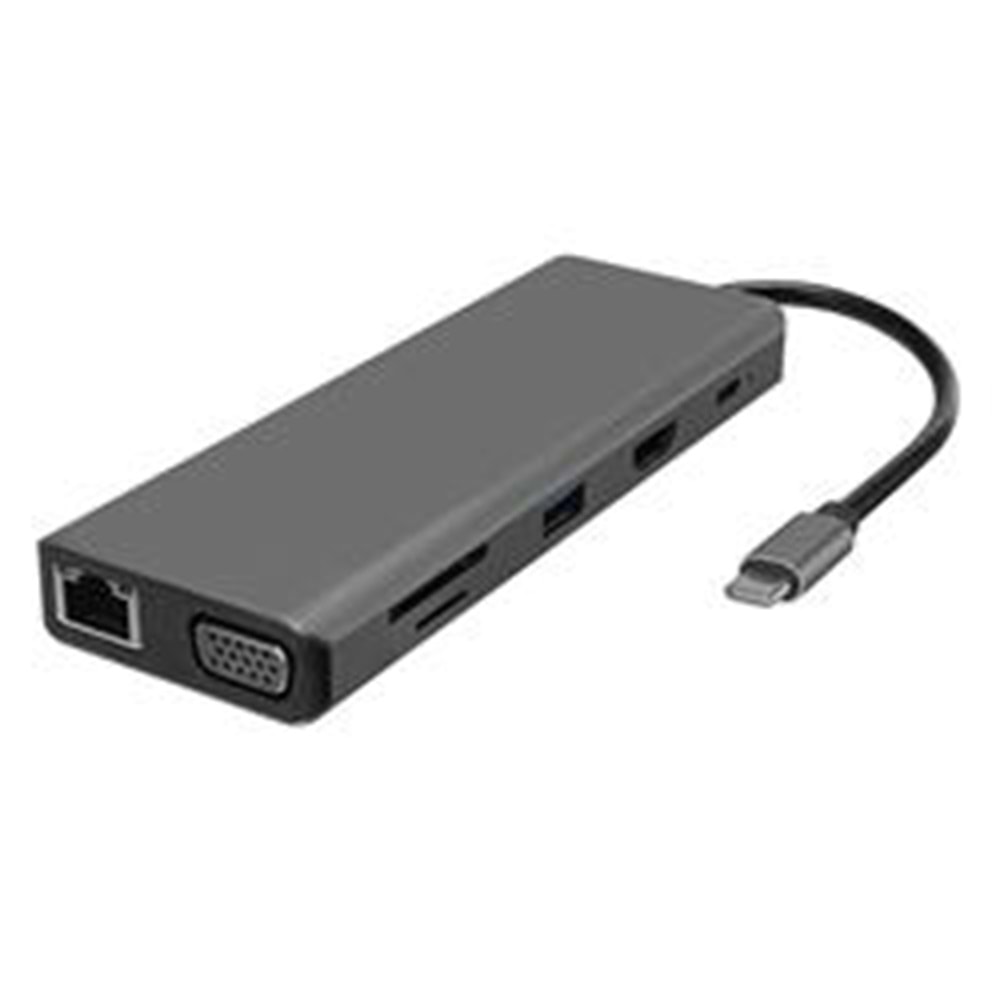 Hytech HY-USBC32 4K-2K Ultra HD Gri Metal 5x USB2.0-USB3.0 100M RJ45 PD, TypeC Data, ö