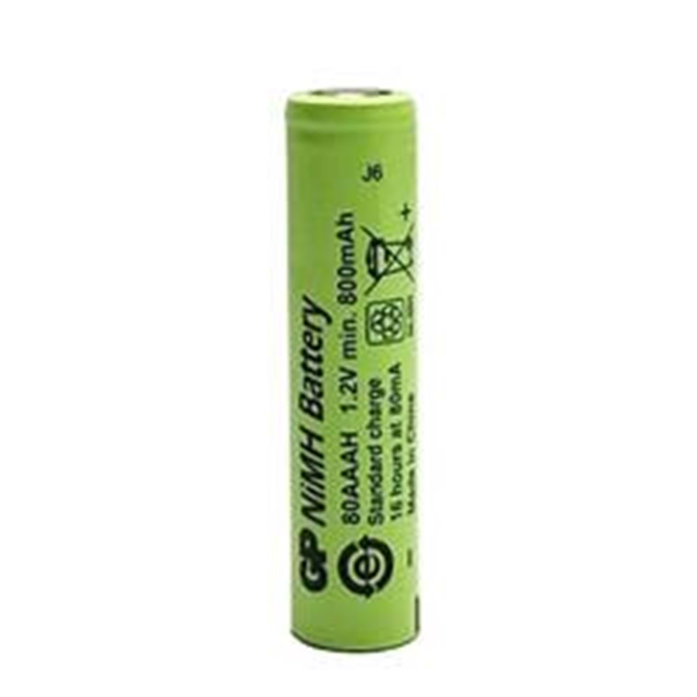 GP AAA 800 mAh Şarjlı İnce Düz Kafa Endüstriyel Tekli Paket Pil