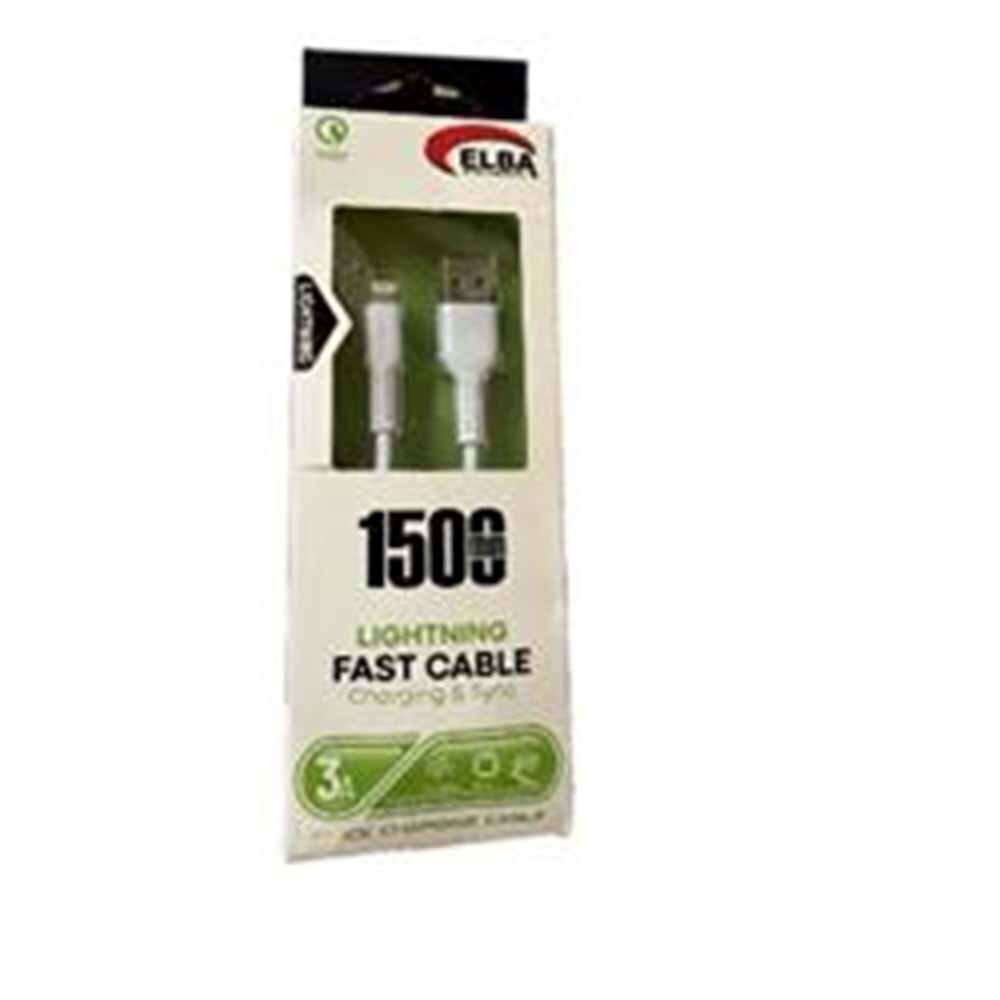 Elba Elb38-L1 1,5Mt iPhone Lightning Beyaz 3A Hızlı Şarj Kablosu