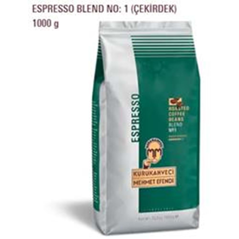 Mehmet Efendi 1000gr CAFFE ESPRESSO Roasted Coffe Blend Çekirdek Kahve No:1 ( WT 35,2 OZ)