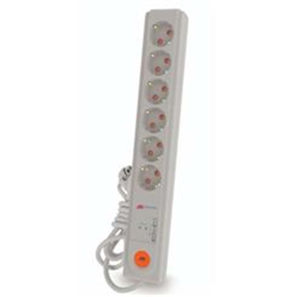 Mutlusan 6lı Anahtarlı Topraklı Grup Priz 2 Usb (Ç.K.)(3X1.5 1.5 Mt) (001 175 670002 15 00)