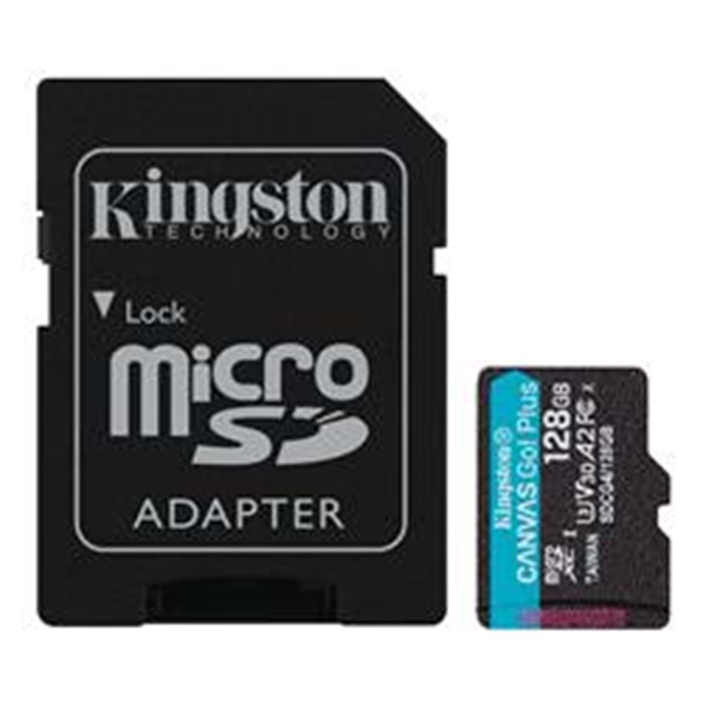 Kingston SDCG4-128GB 128GB microSDXC Canvas Go Plus Gen4 200MB-s A2 U3 V30 Card + ADP Hafıza Kartı 