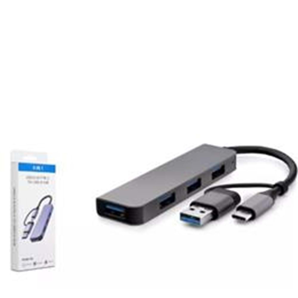 HADRON HDX7825 TYPE-C + USB3.0 HUB 4-USB3.0 GRİ