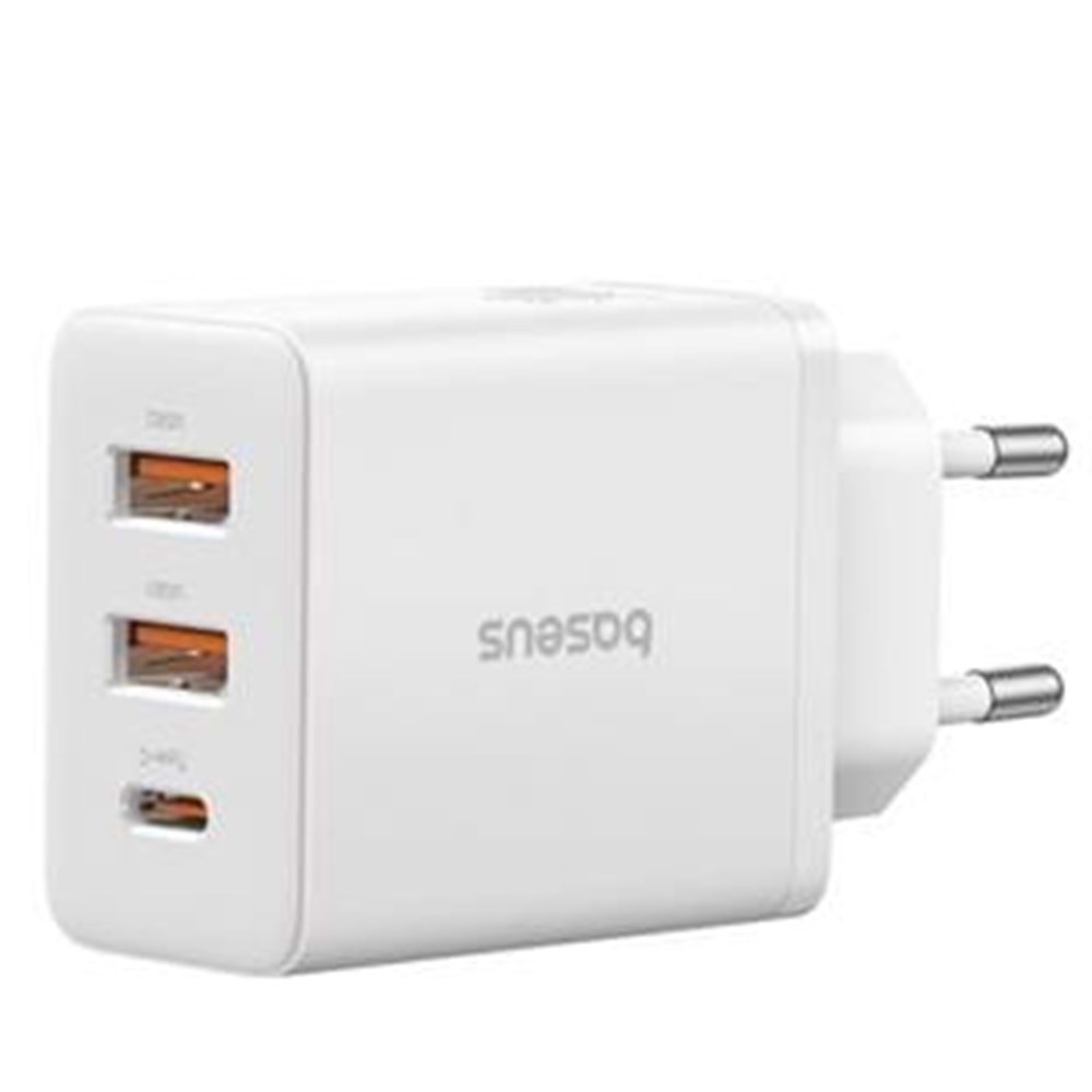 BASEUS P10111402213-00 Cube Hızlı 2 USB-A + Type-C 30W Şarj Cihazı Beyaz