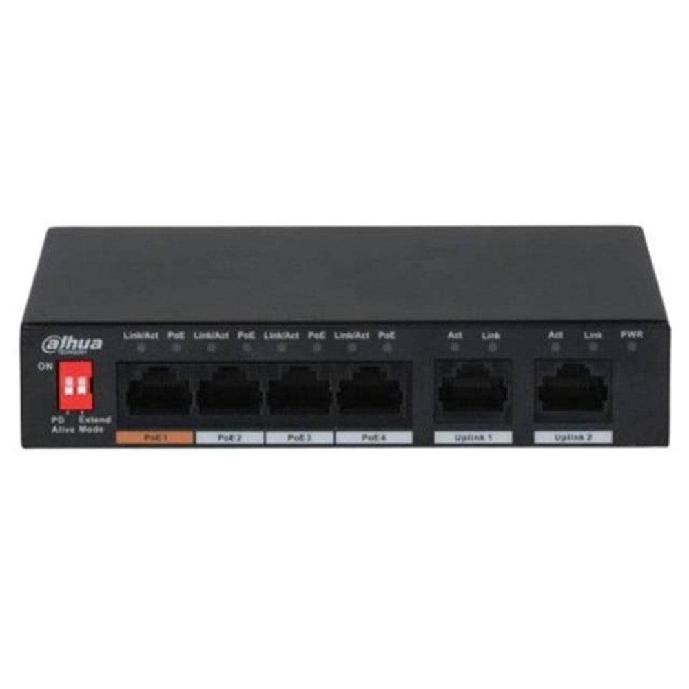 Dahua PFS3006-4ET-60 6 Port 10-100 (4 Poe + 2fe Uplınk Toplam 60W Poe)