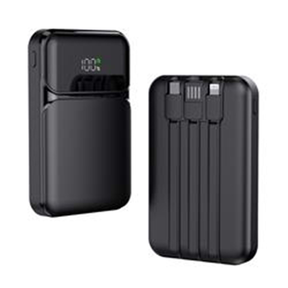 SnapMax SNP-3006 10.000 mah Hızlı Şarj LED Göstergeli 3in1 Dahili Kablolu Powerbank 