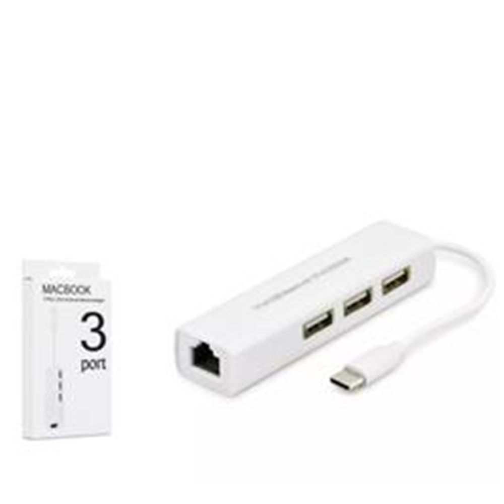 Hadron Hdx7007 Type-C Hub Combo 3-Usb + Lan Beyaz