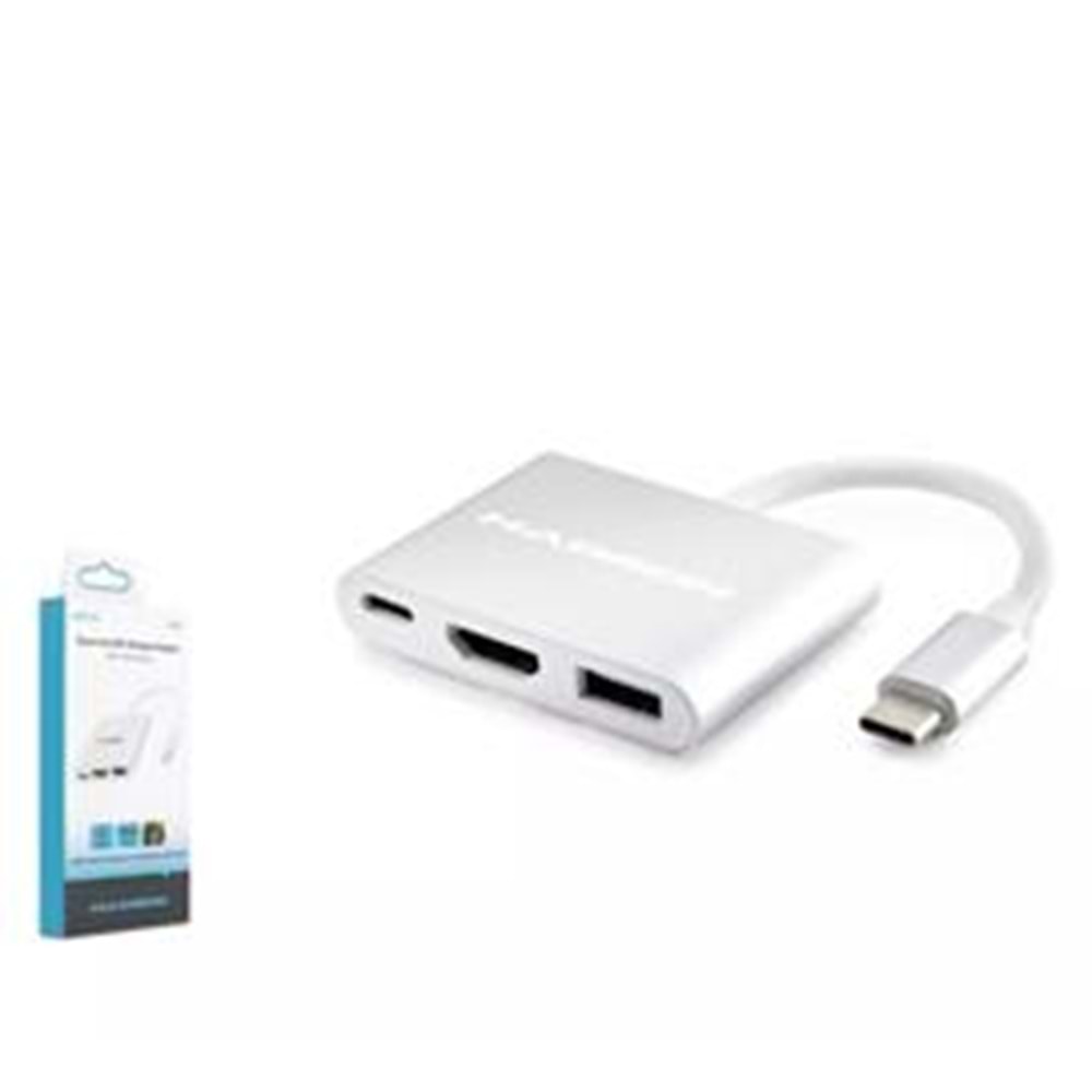 Hadron Hdx7764 Type-C Hdtv Combo Hdmi 4K 30Hz + Type-C + Usb3.0 3In1 Gri