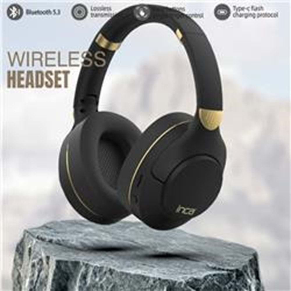 Inca IBK-503S Siyah 5.3 Bluetooth Wireless Kulaklık Micro Sd Kulaklık 400mah Type-c To USB