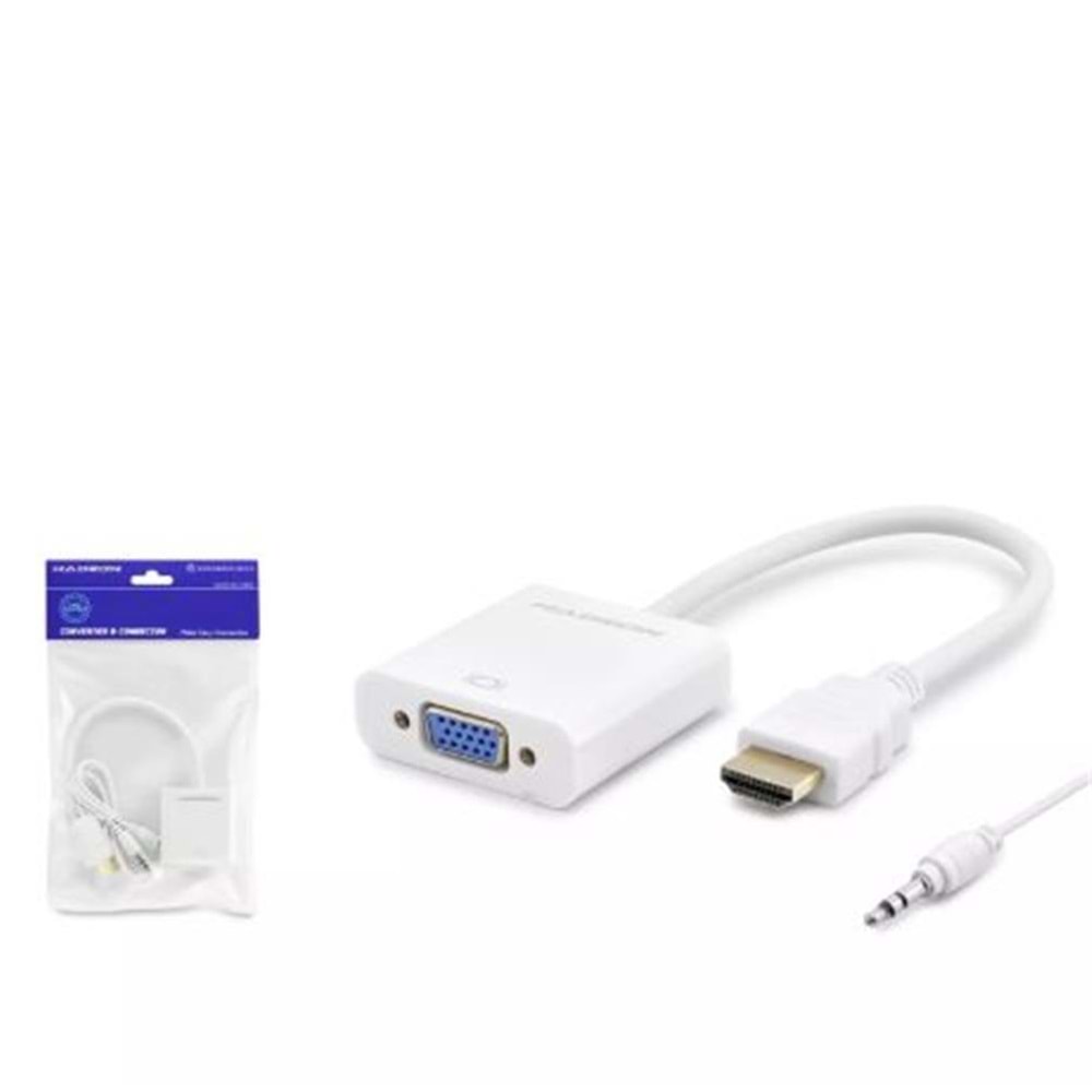 Hadron Hdx2019 Hdmi To Vga F Çevirici 1080P + Audio Beyaz