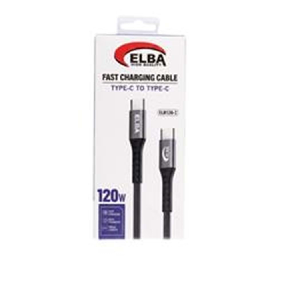 Elba Elb120-1 120w Type-c To Type-c 1Mt Siyah Örgülü Şarj Kablosu ( Data Veri )