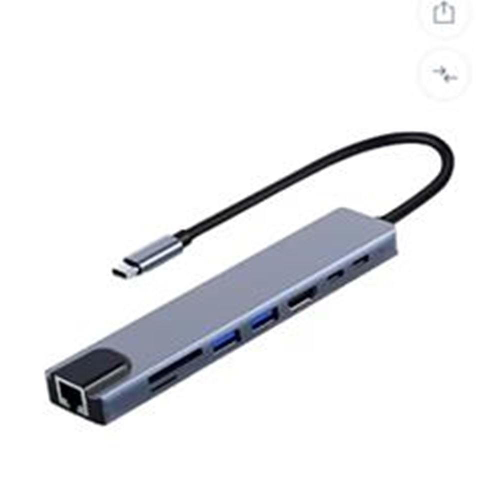 FRISBY FA-7682C Type-c - 8in1 RJ45+TF-SD+HDMI+USB+PD