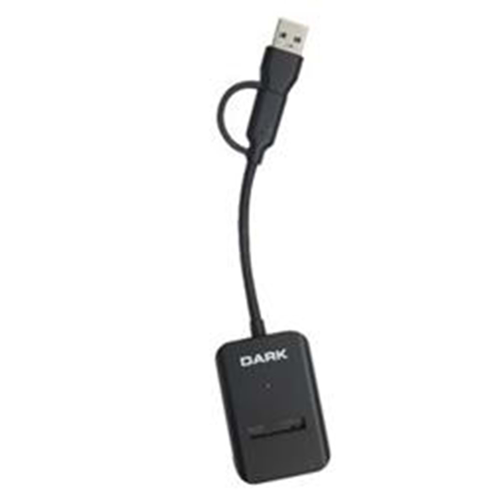 Dark USB-A + USB-C 10- M Key M.2 NVMe SSD Taşınabilir Disk Yerleştirme Adaptörü DK-AC-DSEM3