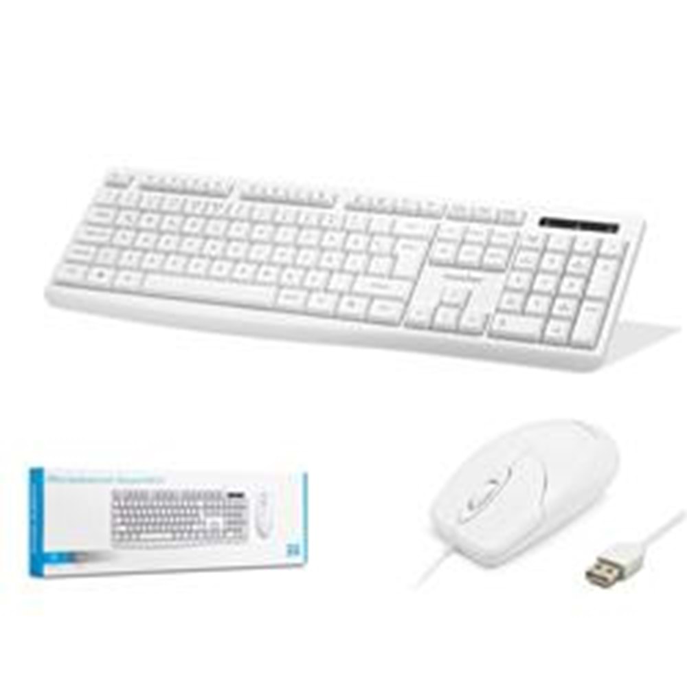 Nodar Km8519 Kablolu Klavye ve Mouse Set Q Beyaz