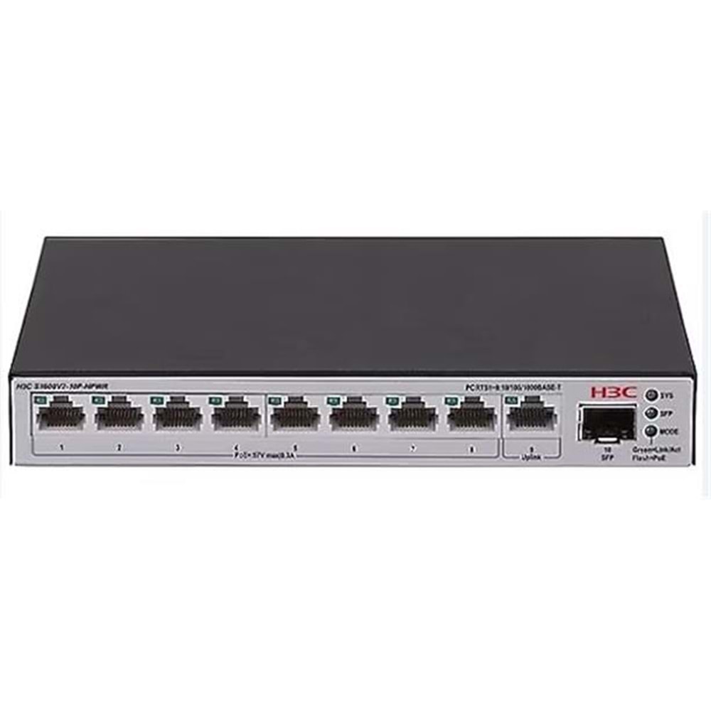 H3C S1600V2-18P-HPWR L2 16 port 10-100-1000 BASE-T PoE+ Portu 2 adet 1G SFP Portu 240W PoE+ Switch