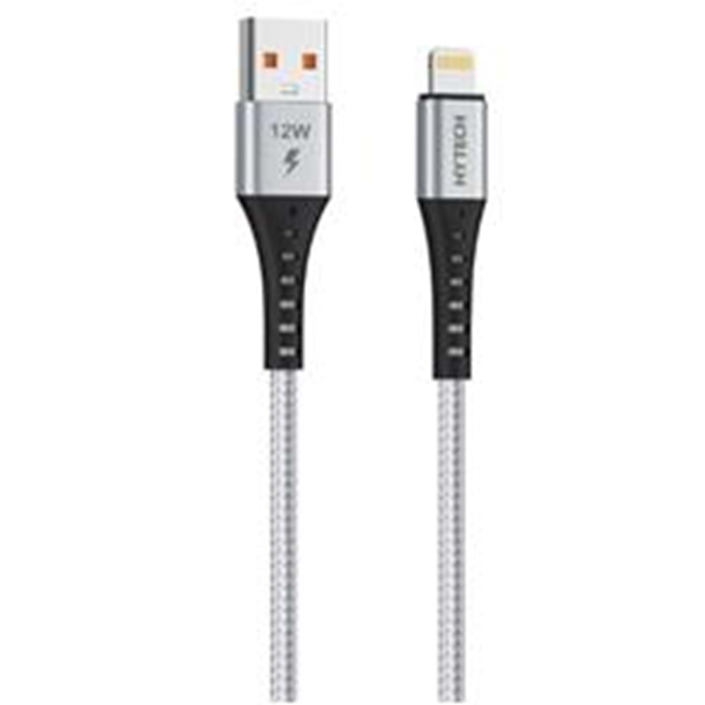 Hytech HY-X331 1m 2.4A Lightning Silver Gri Data + Şarj Kablosu
