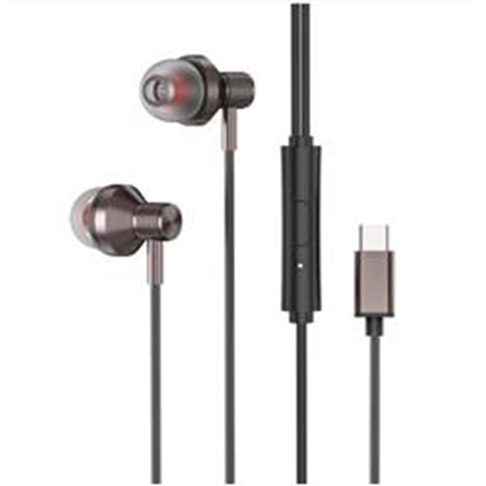 S-link SL-TPK03 TypeC Telefon Uyumlu Metal Siyah Kulak İçi Mikrofonlu Kulaklık